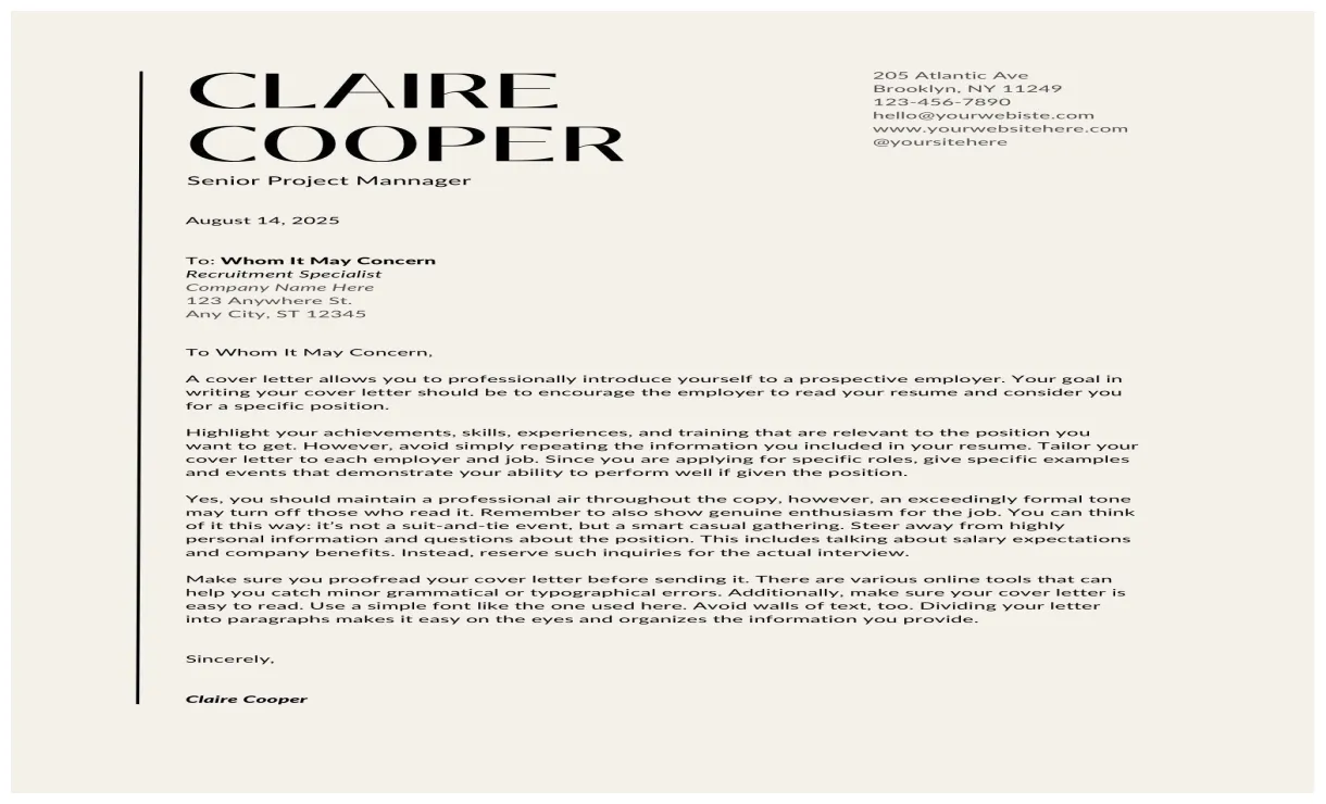 And cover letter writing tips, cv template