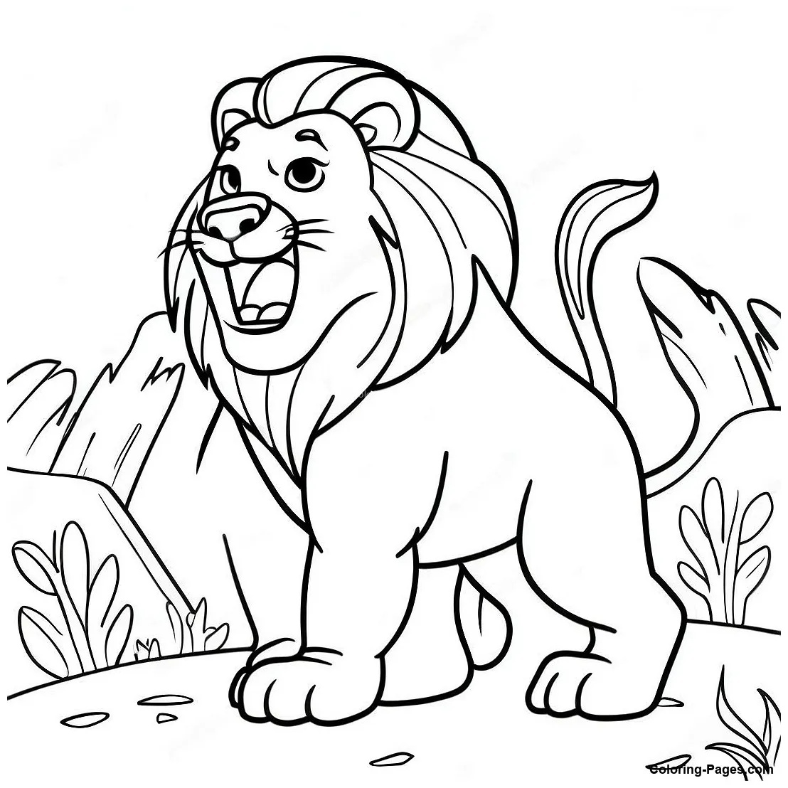 Cowardly Lion Roaring Coloring Page | Coloring-Pages.com
