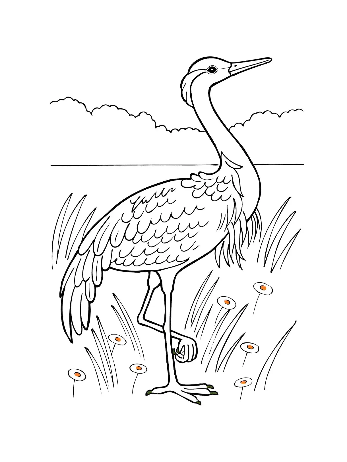 Crane coloring page