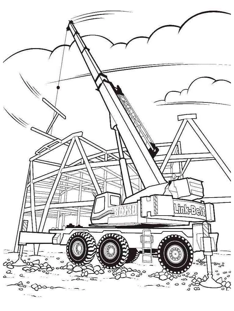 Hoisting crane coloring pages