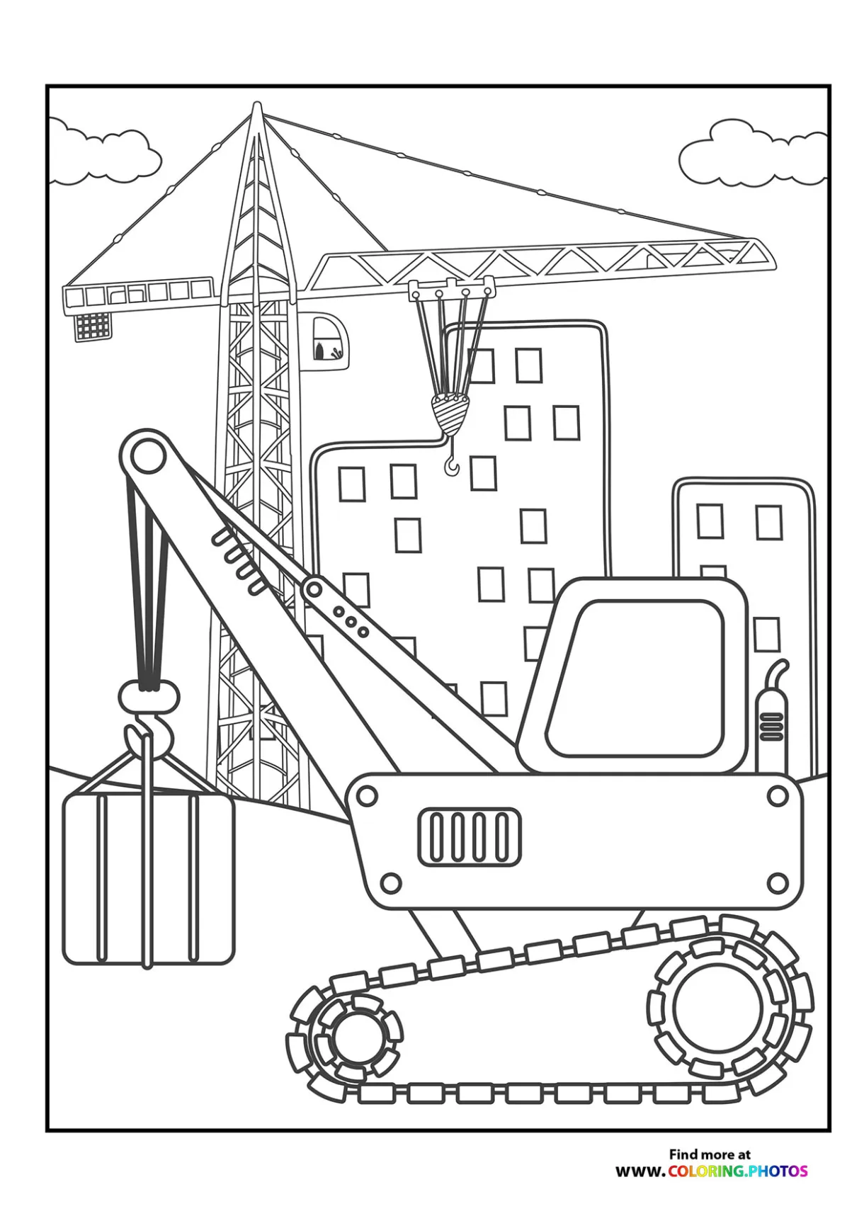 Crane moving load coloring pages for kids printable coloring page