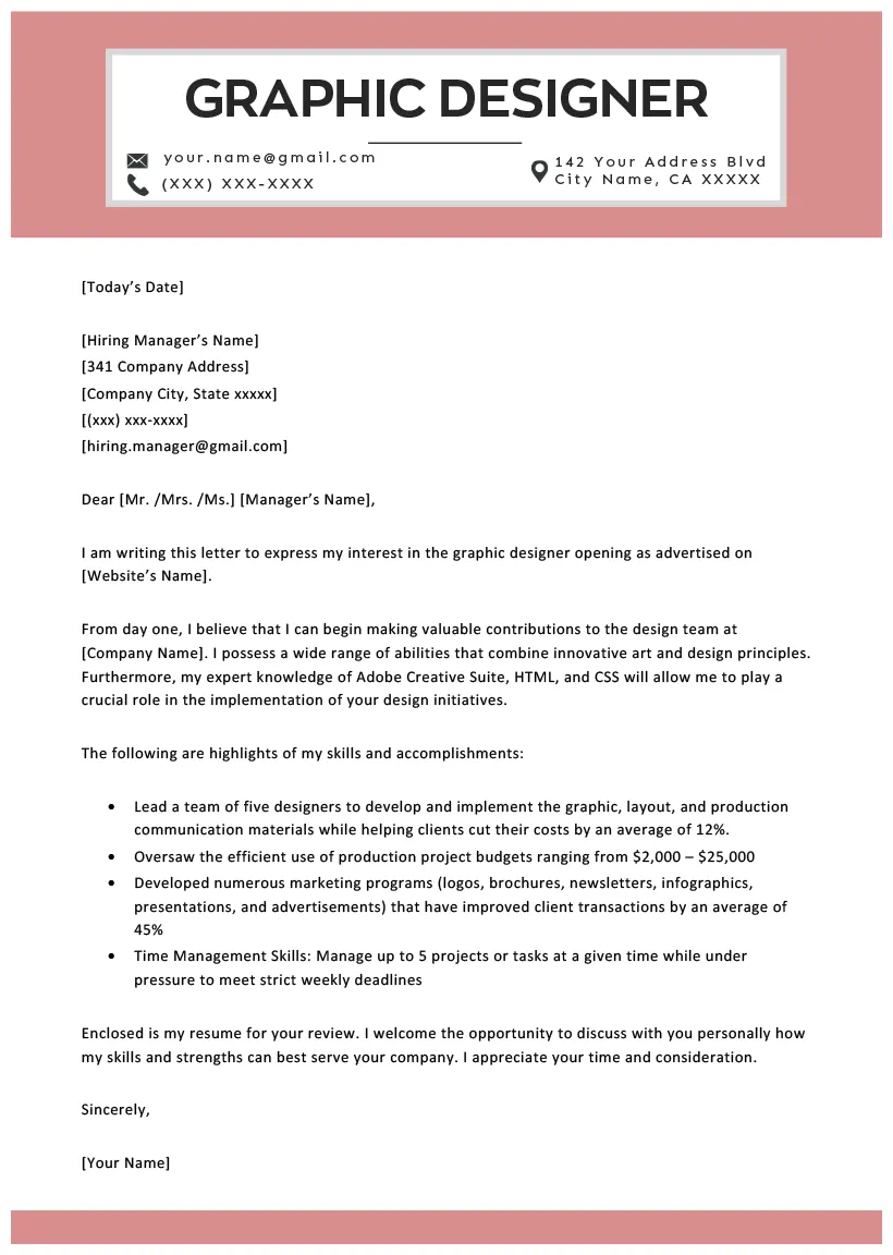 Art Cover Letter Examples Graphic Design Cover Letter Sample - Cover
