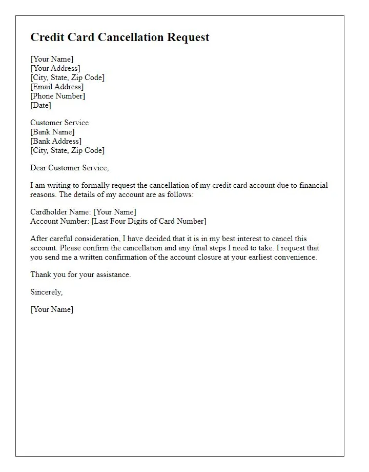 Letter template for credit card cancellation free samples in pdf