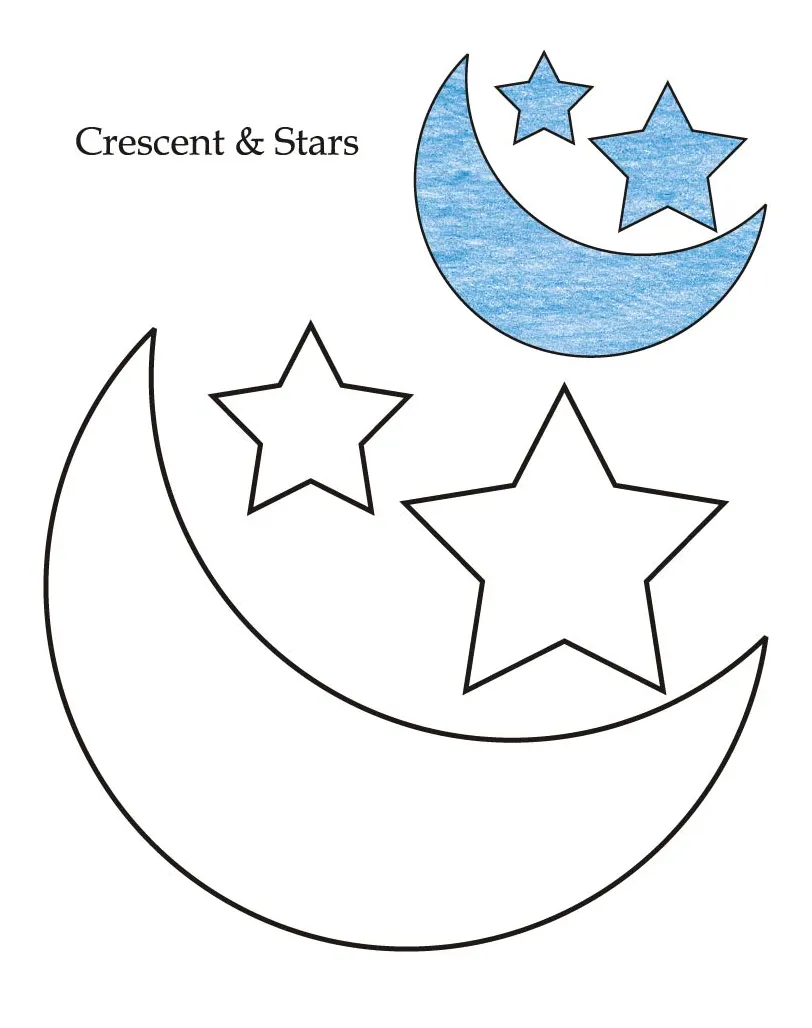 0 level crescent and stars coloring page download free 0 level