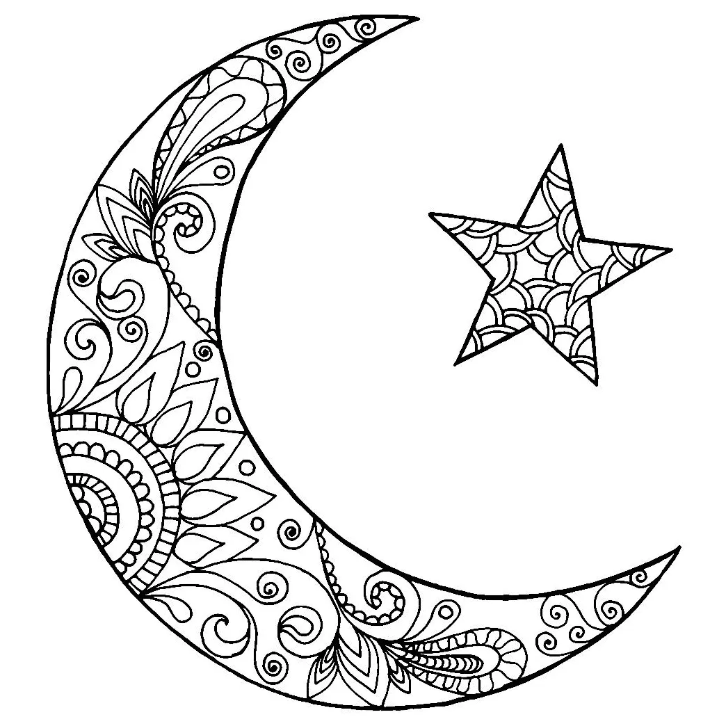 Crescent moon coloring page