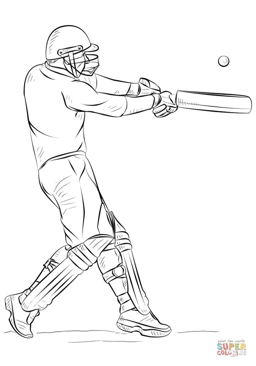 Cricket player coloring page free printable coloring pages