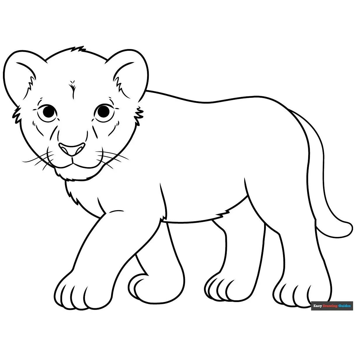 Lion Cub Coloring Page | Easy Drawing Guides | Coloring pages, Free