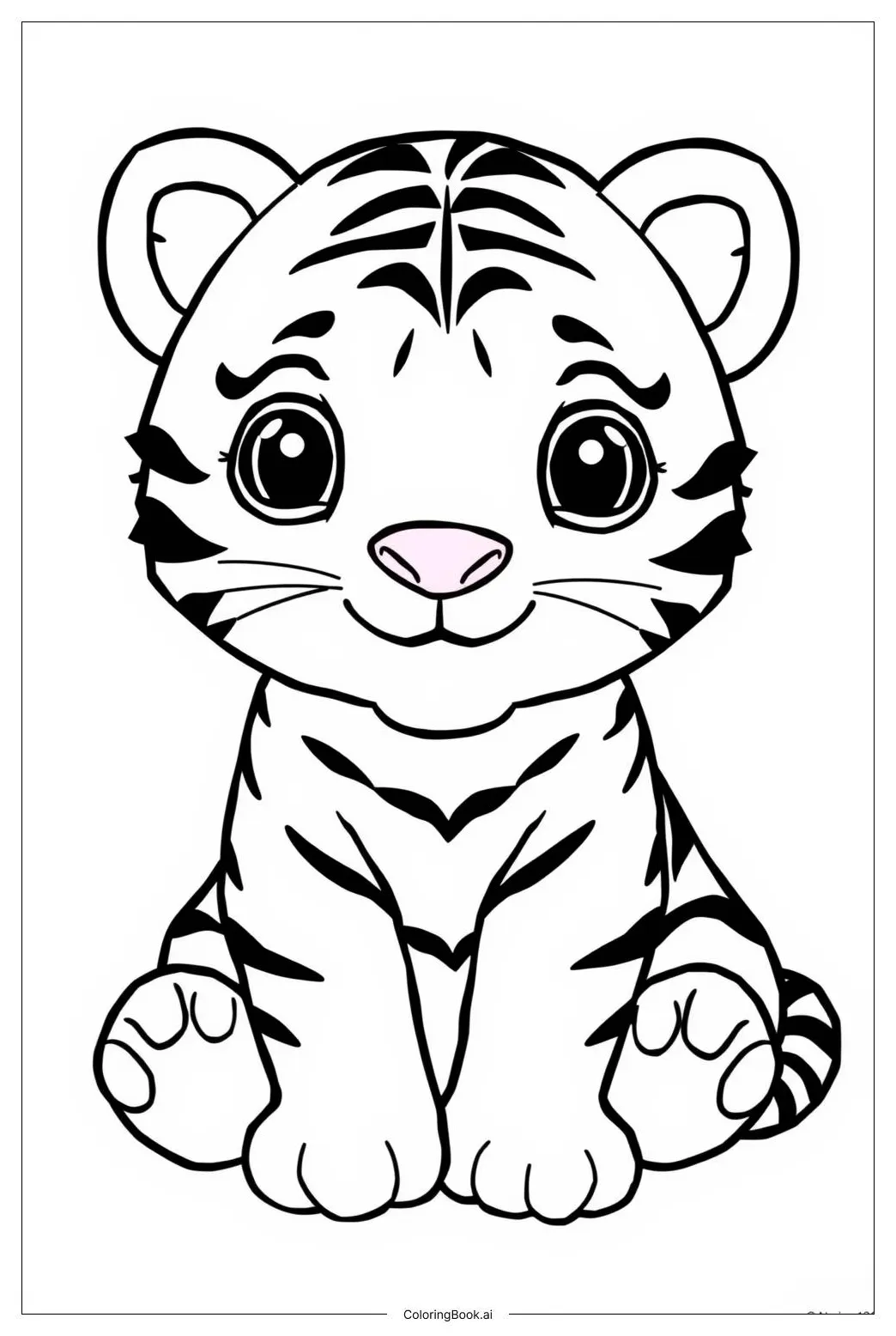 Cute Tiger Cub Coloring Page (Free PDF&PNG Printable)