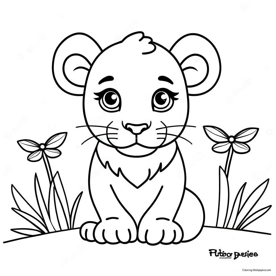 Adorable Lion Cub Coloring Page (35494-28068)