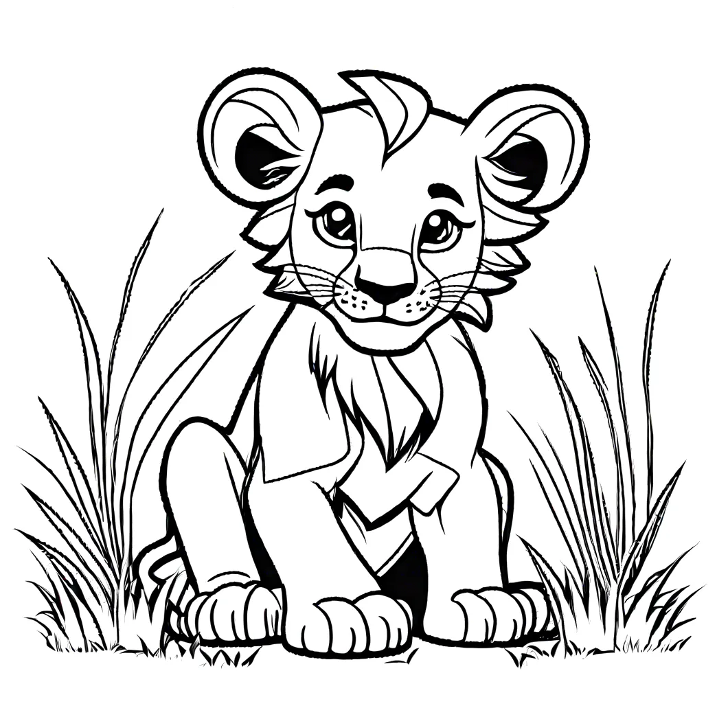Lion cub sitting coloring page Lulu Pages