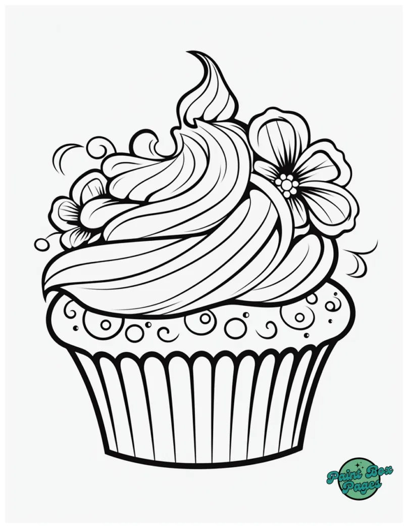 Cupcake coloring pages with frosting