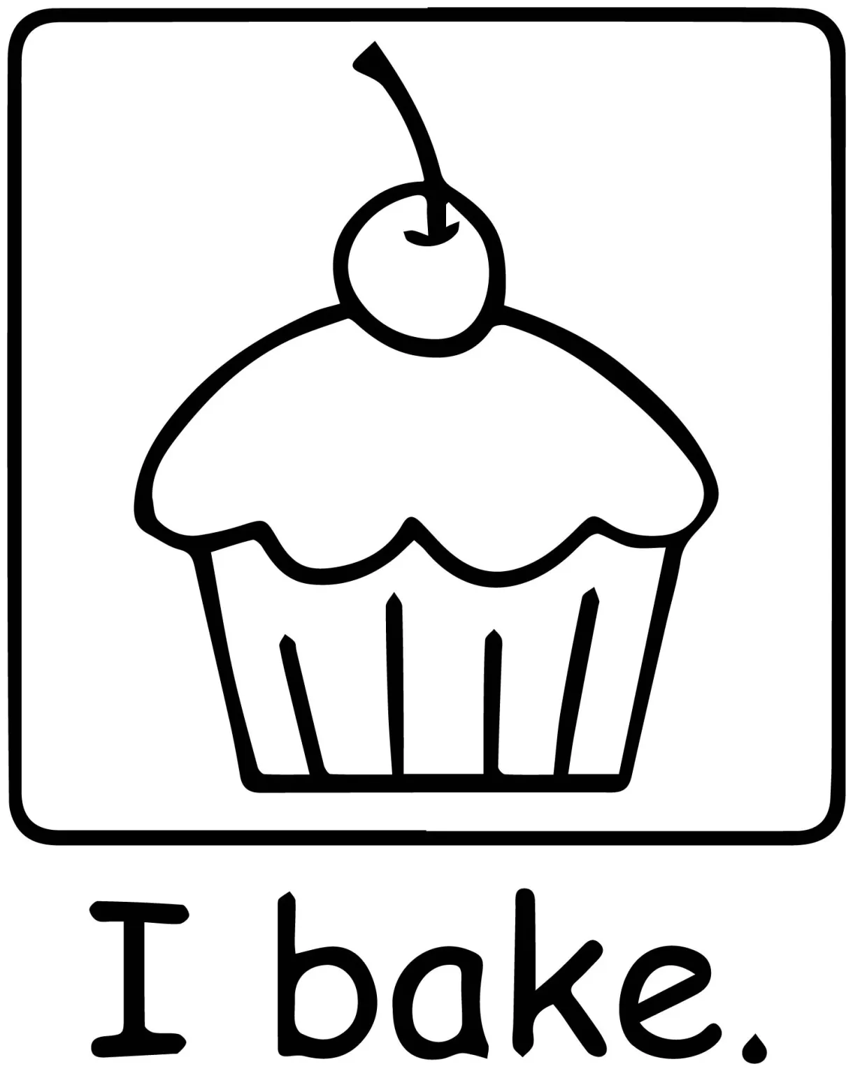 Cartoon cupcake dessert frosting coloring page wecoloringpage
