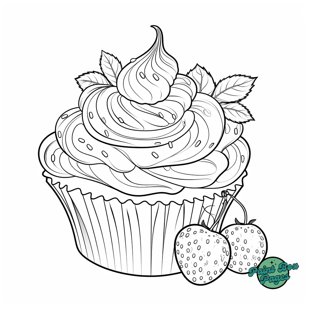 Cupcake coloring pages with frosting