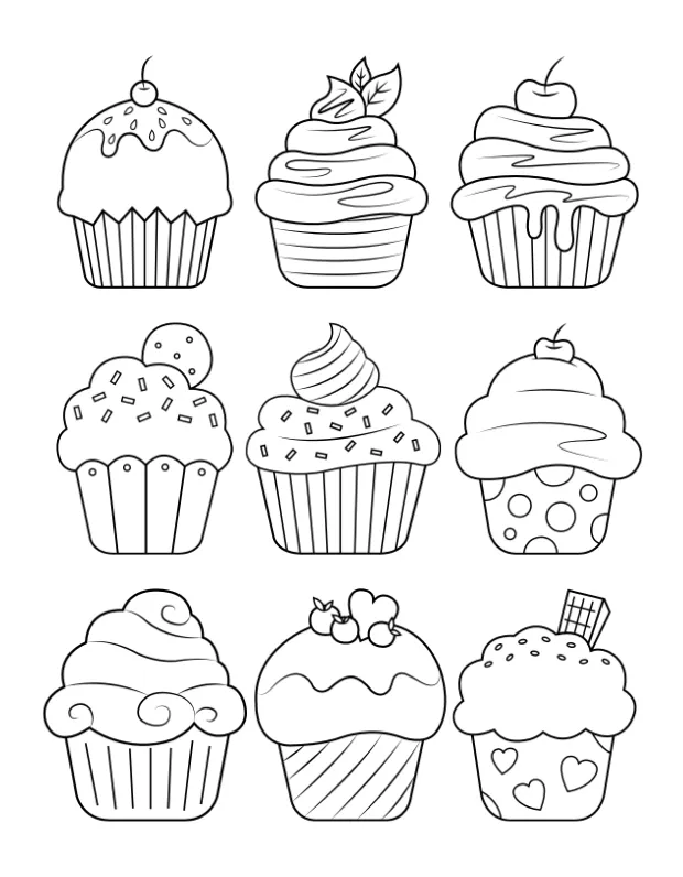 Printable cupcake coloring page printable coloring page