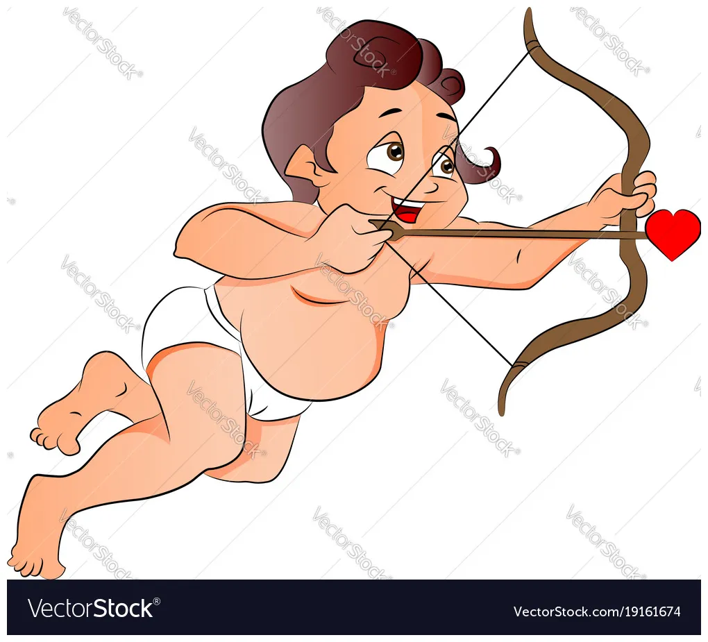 Cupid shooting a love arrow vector
