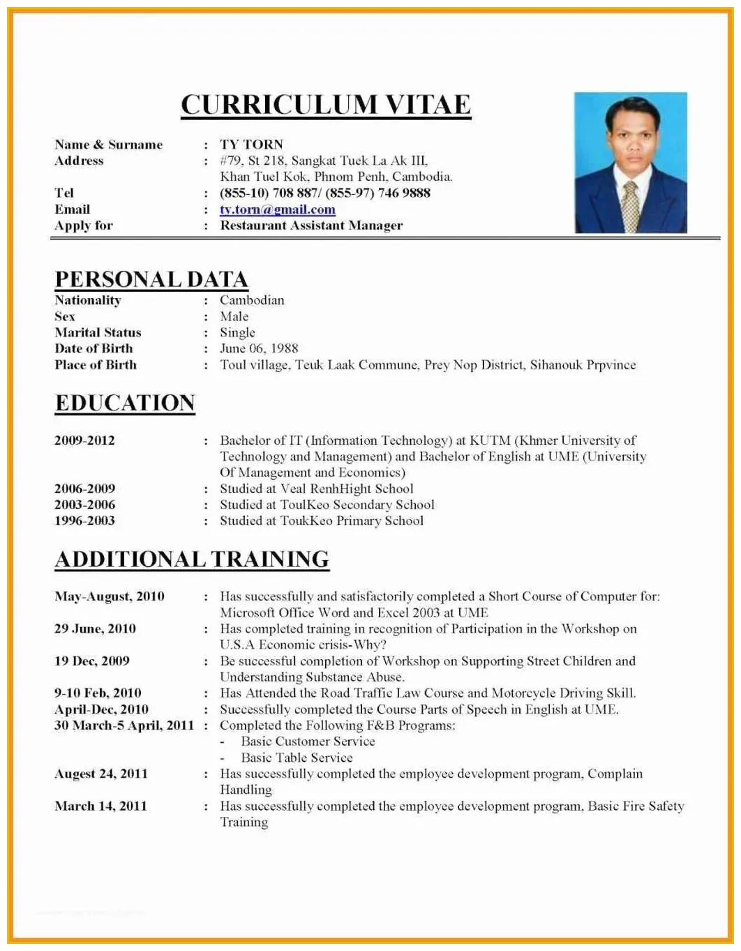 Free curriculum vitae template word of curriculum vitae european format
