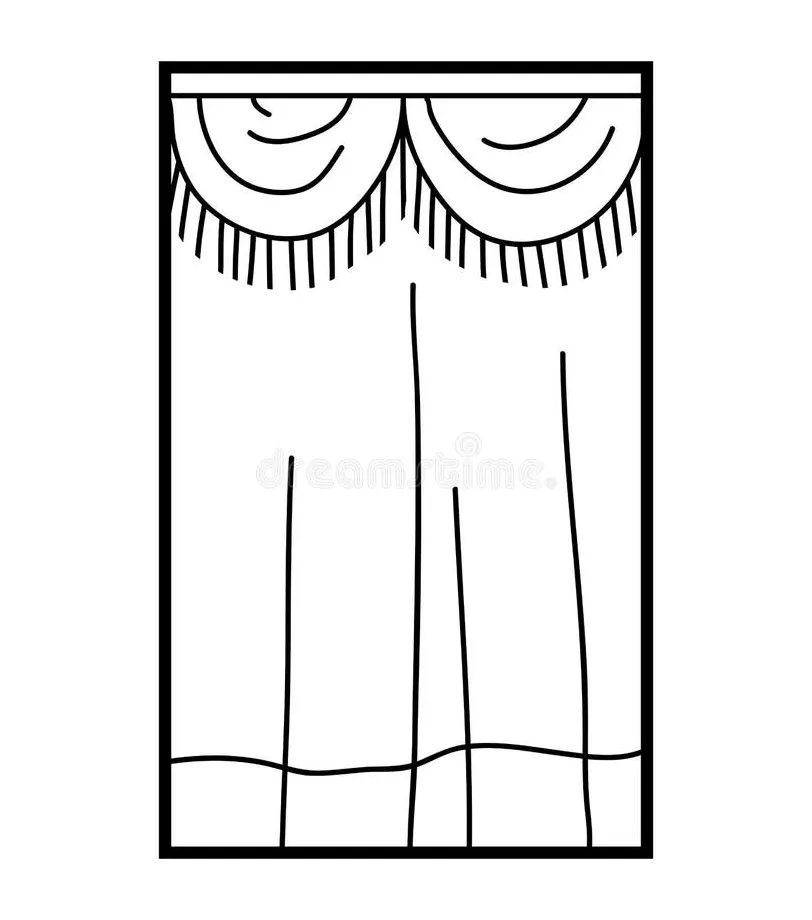 Coloring page design with window curtain stock vector illustration of