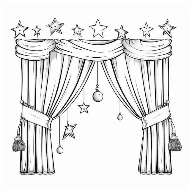 Premium ai curtain rod minimal charm cute coloring book kawaii