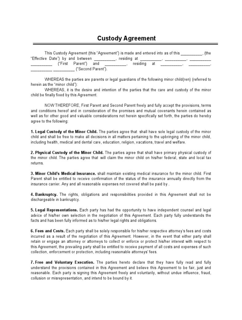 Custody Agreement | PDF | Child Custody | Contact (Law)