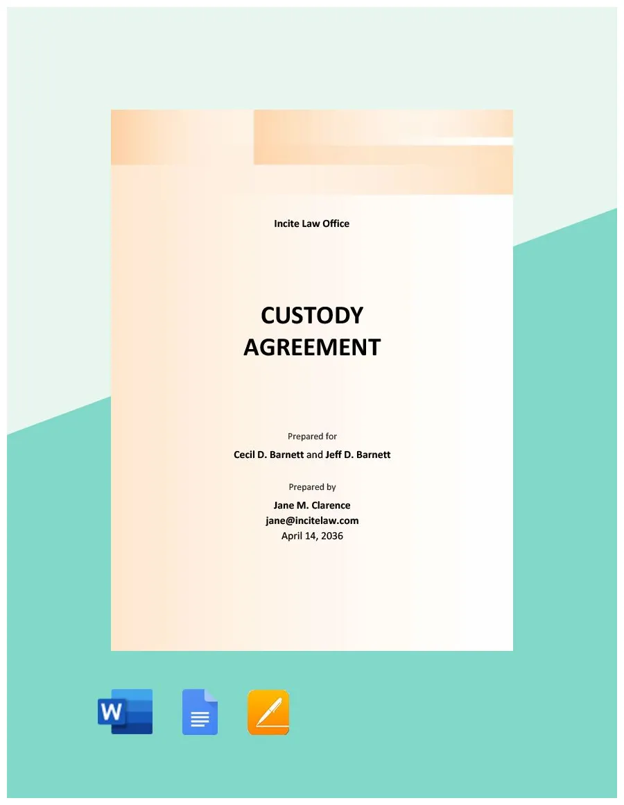 Child Custody Agreement Template in Word, Pages, Google Docs - Download