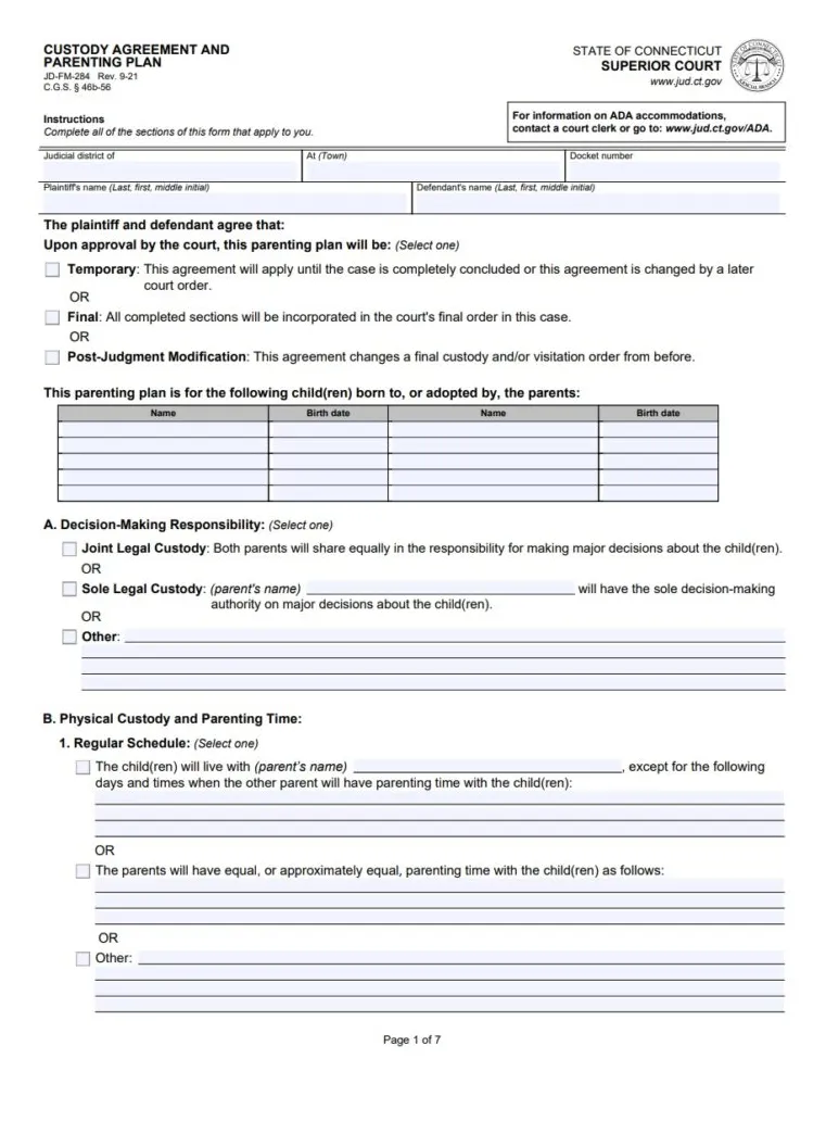 Custody Agreement Templates | Free Word & Excel Templates