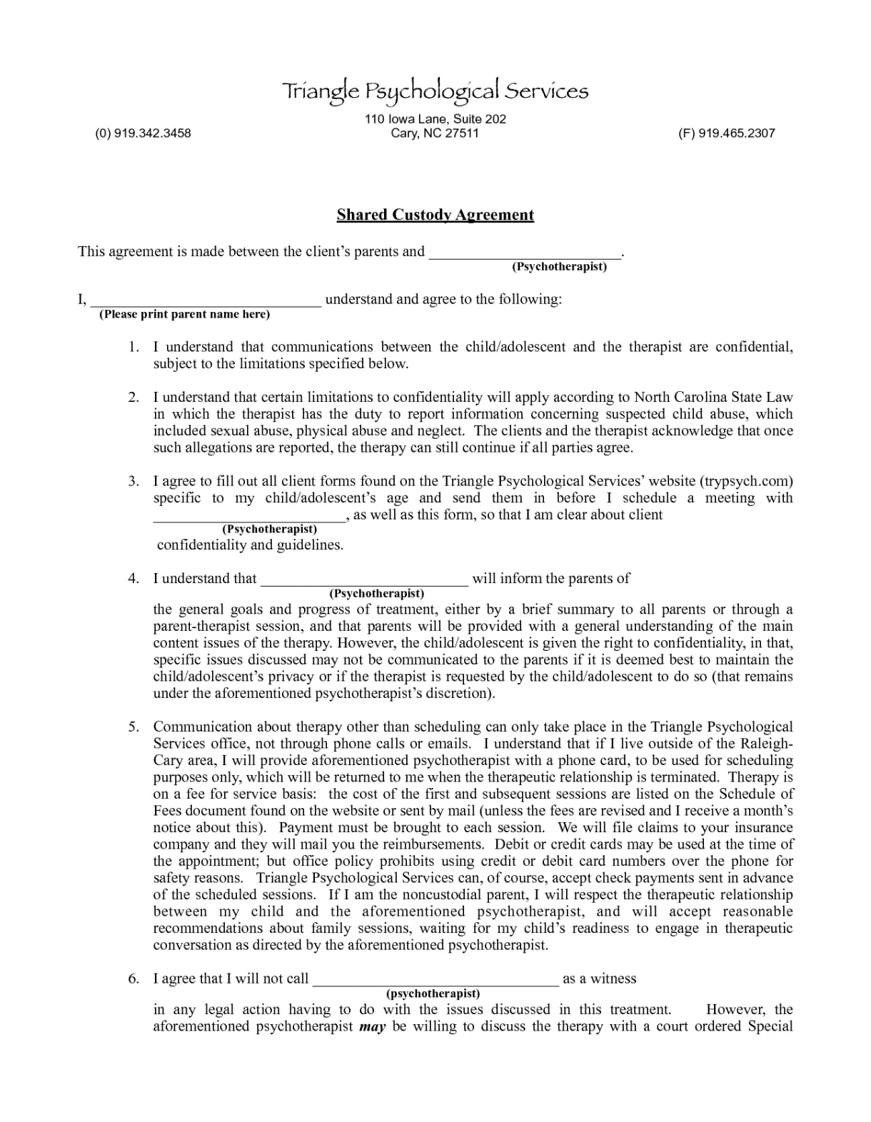 Custody Agreement Templates - Free Printable Documents