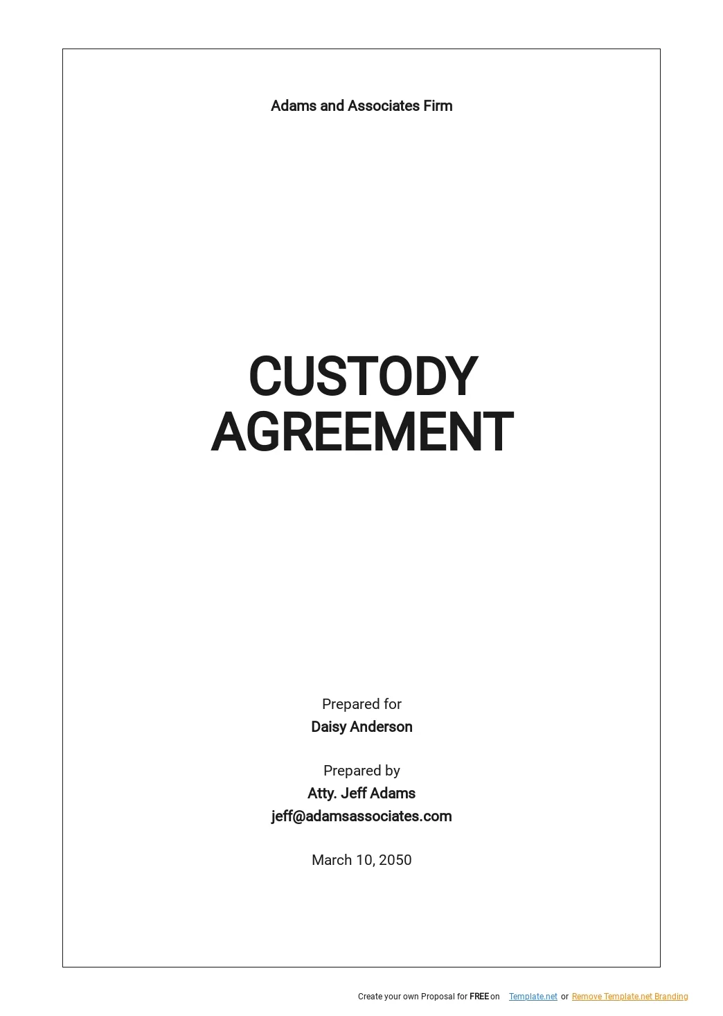 Custody Agreement Template - Google Docs, Word, Apple Pages, PDF