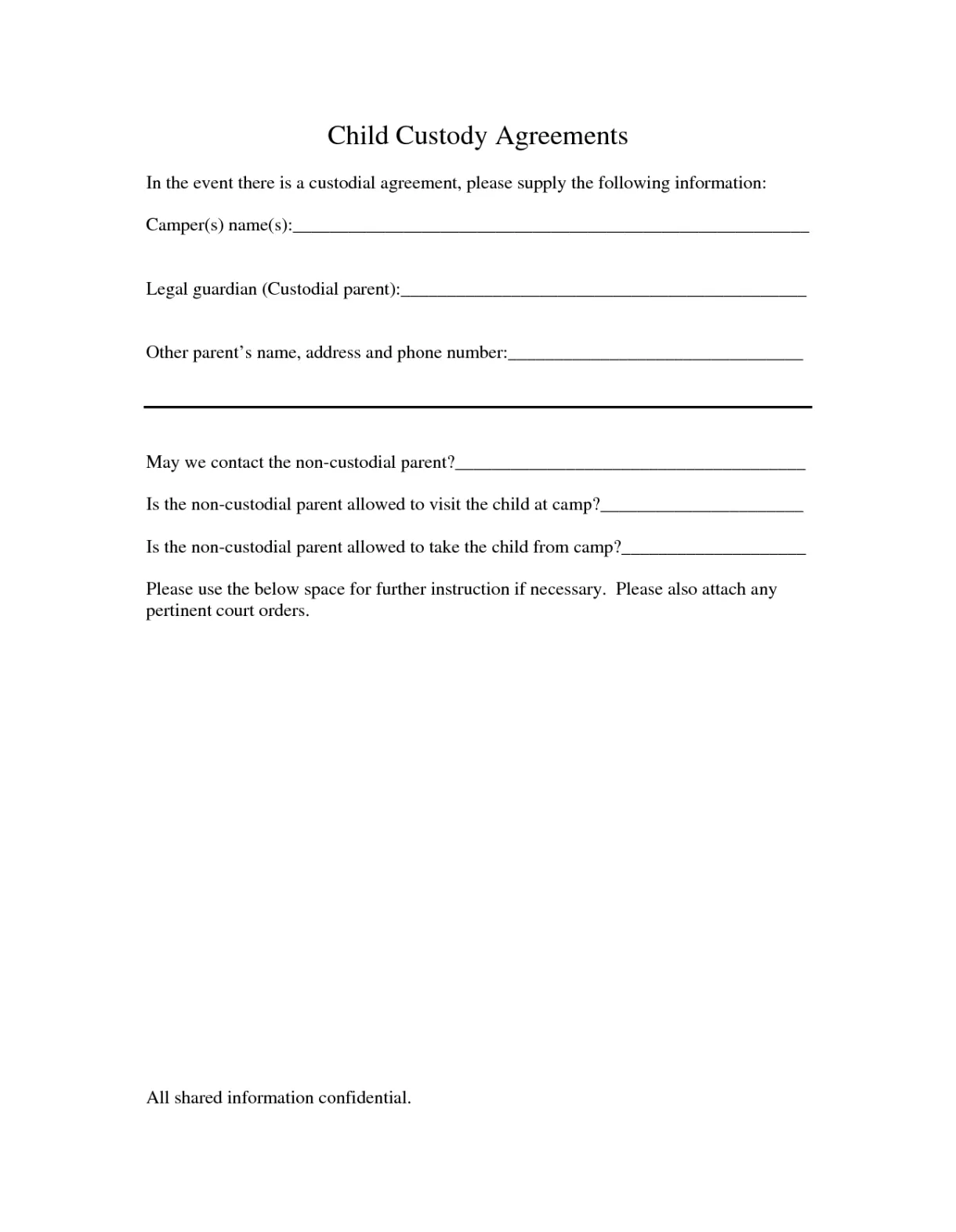 Custody Agreement Templates - Free Printable Documents
