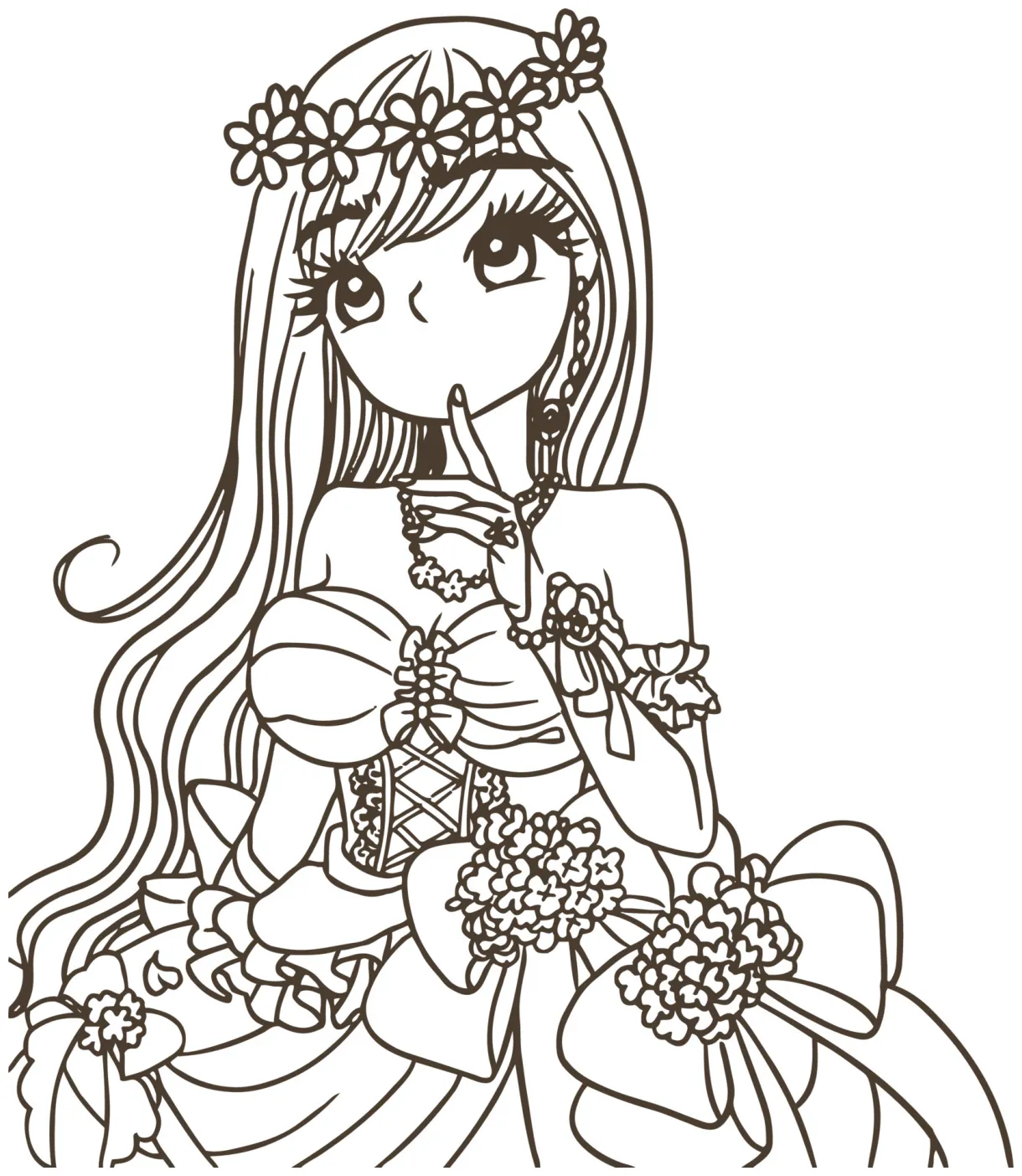 Coloring page cartoon princess cute stripes kawaii 4950057 vector art printable coloring page