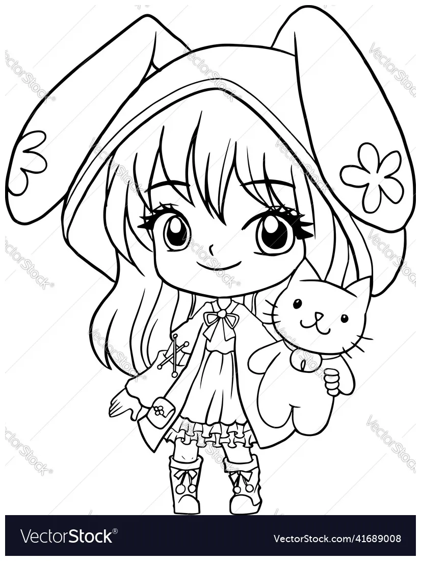 Drawing cartoon cute coloring page vector