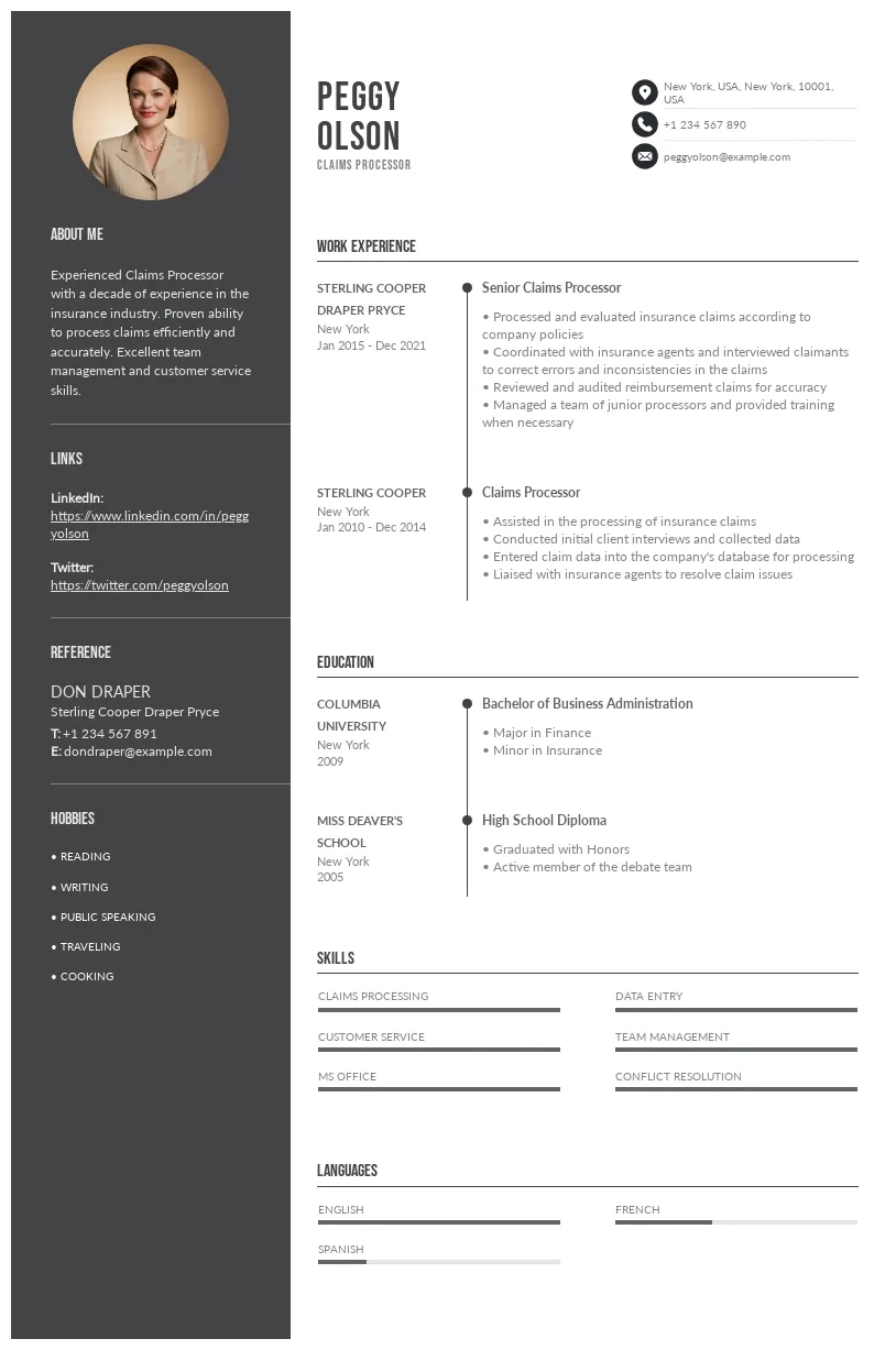 Claims Processor Resume Examples | Best CV Templates & Tips
