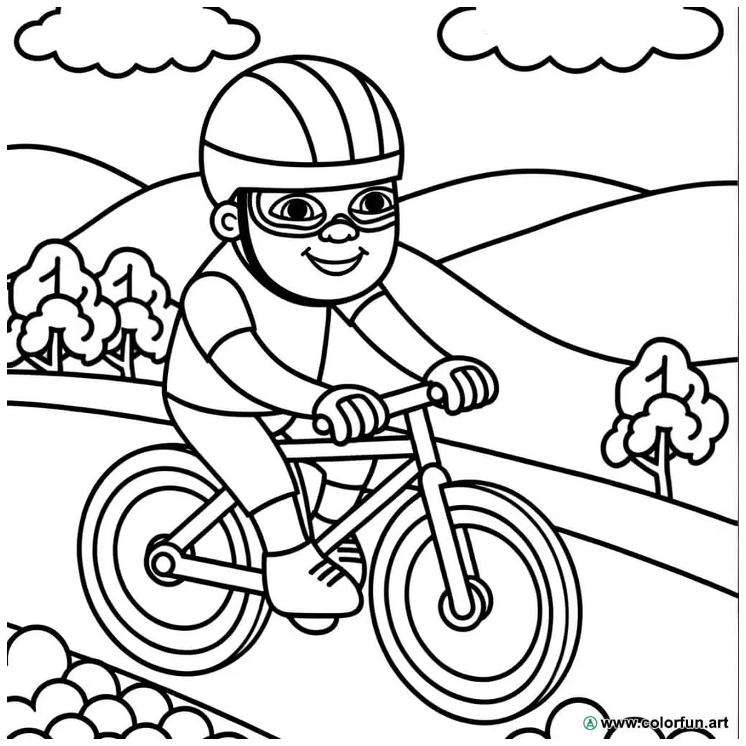 Coloring page of a road cyclist Download or Print for free