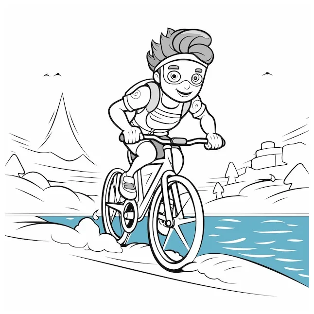 Premium Vector | Coloring page outline of a cyclist riding a bike on