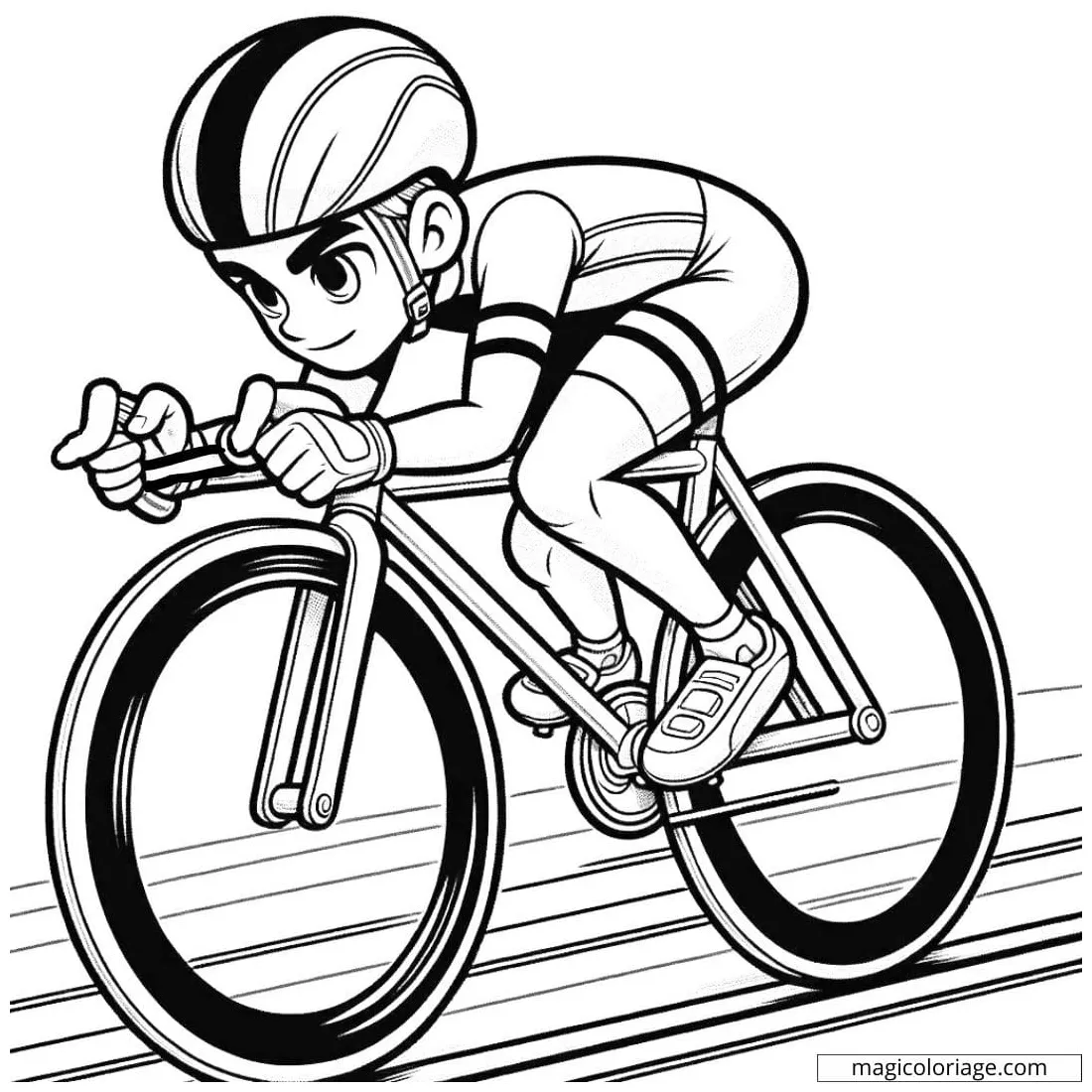 Coloring Page Cyclist on Track