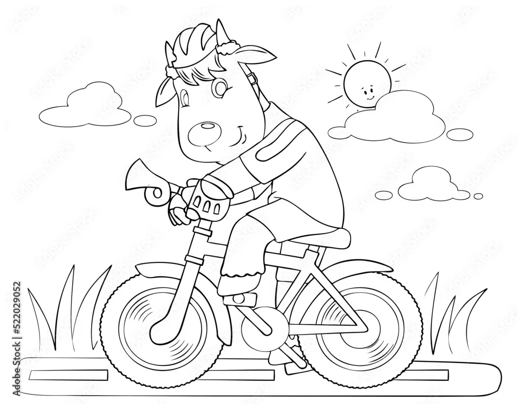 Cartoon cyclist for coloring page. Stock Vector | Adobe Stock