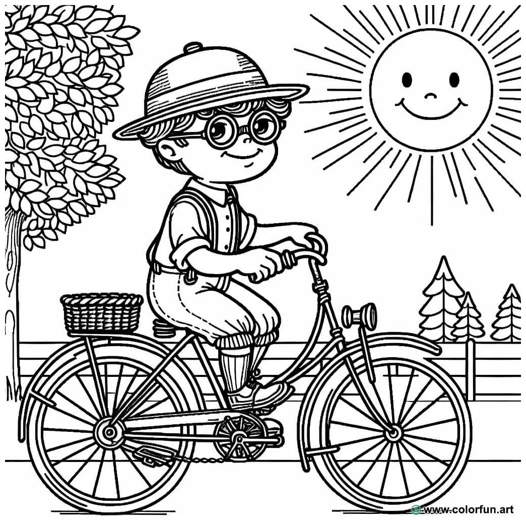 Vintage cyclist coloring page Download or Print for free