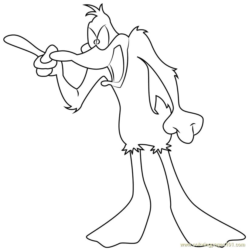 Daffy duck shouting coloring page for kids free daffy duck printable