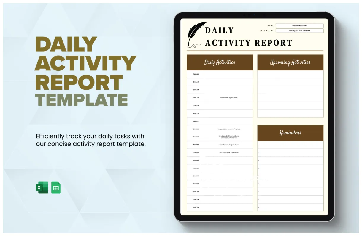 Maintenance report template in excel, google sheets download