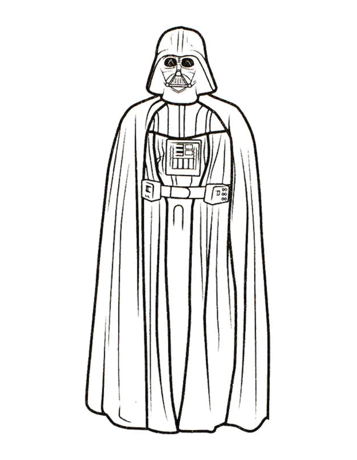 Darth vader standing coloring page download, print or color online