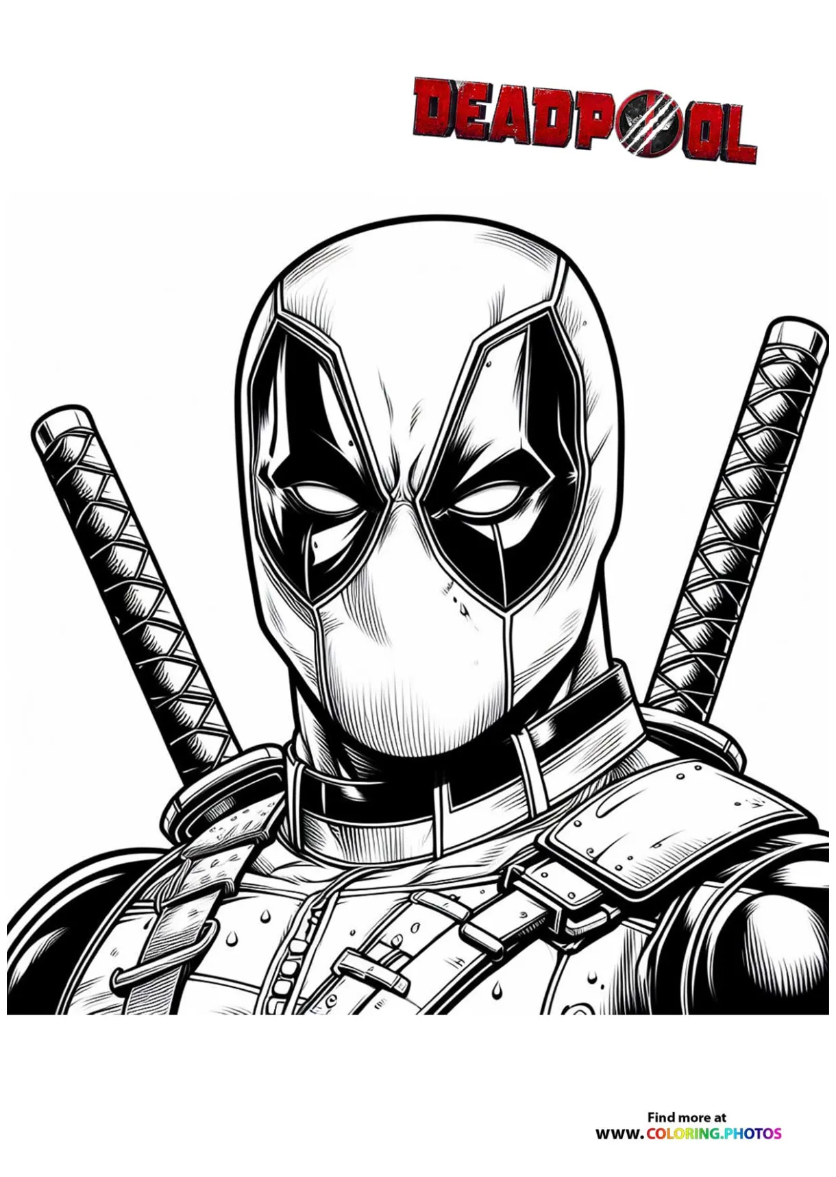 Deadpool face coloring pages for kids