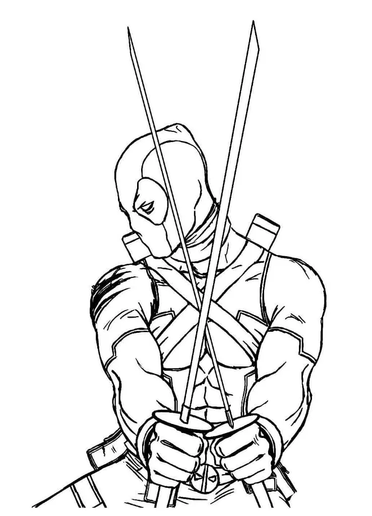 Deadpool printable coloring page download, print or color online for free