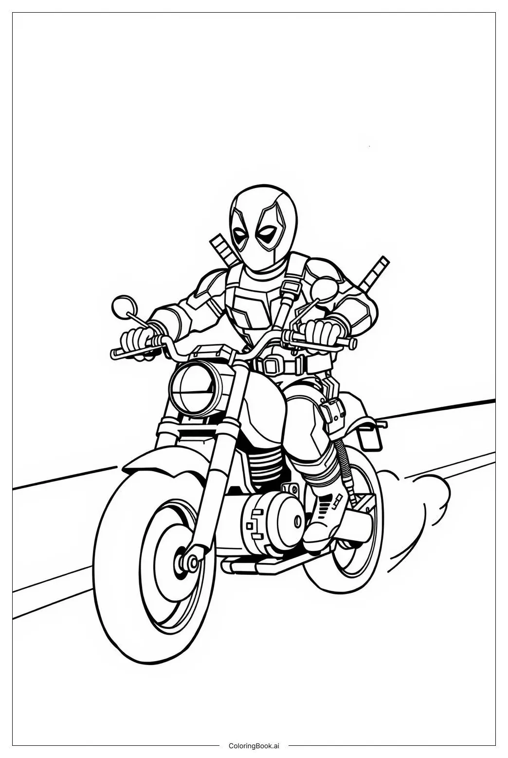 Deadpool holding a chimichanga coloring page free pdf&png printable