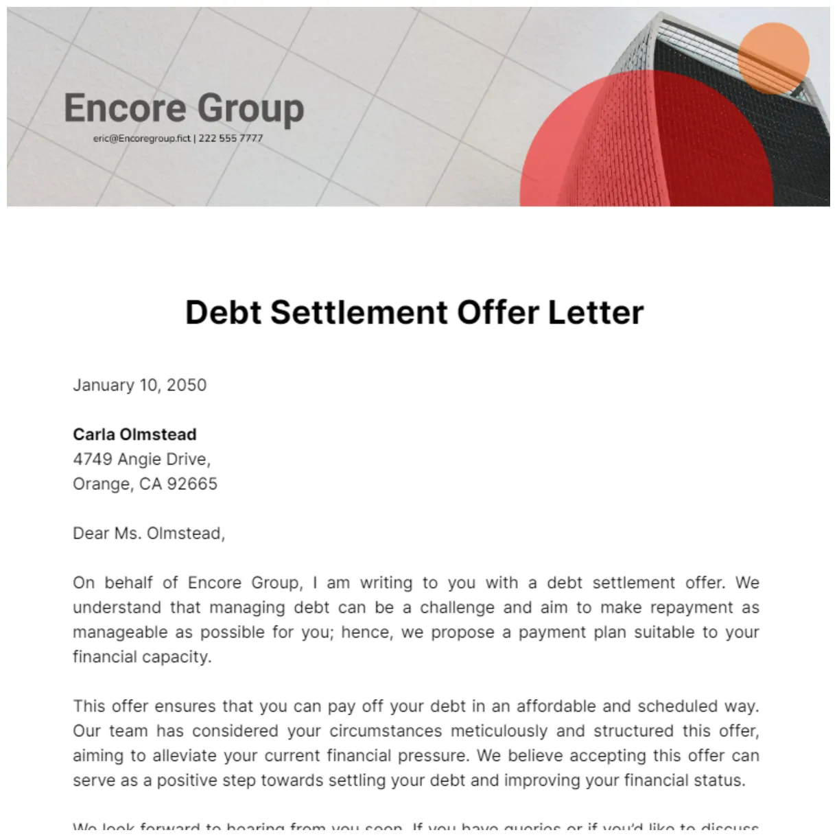 Free debt settlement offer letter template to edit online