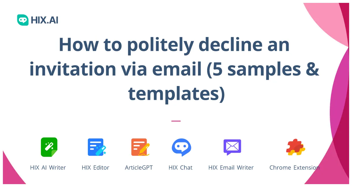 How to politely decline an invitation in an email 5 samples