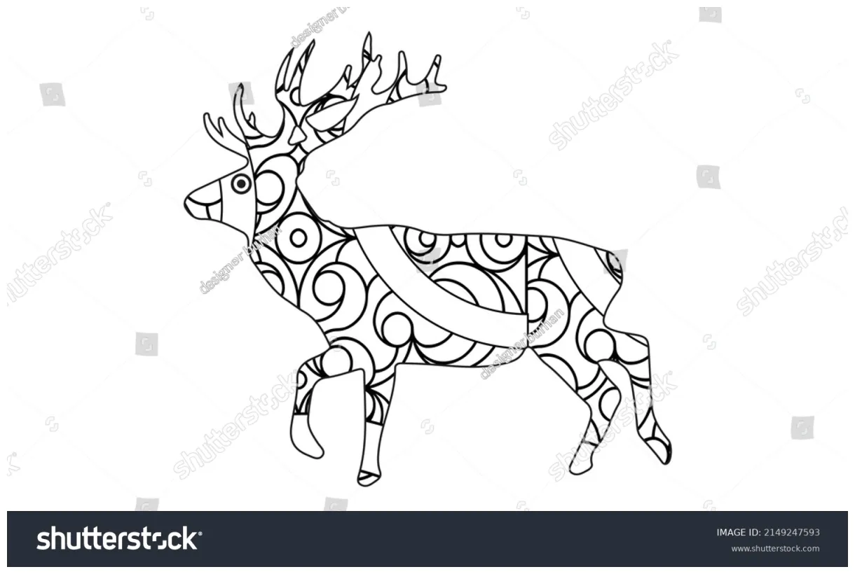 Coloring page deer forest coloring book stock vector