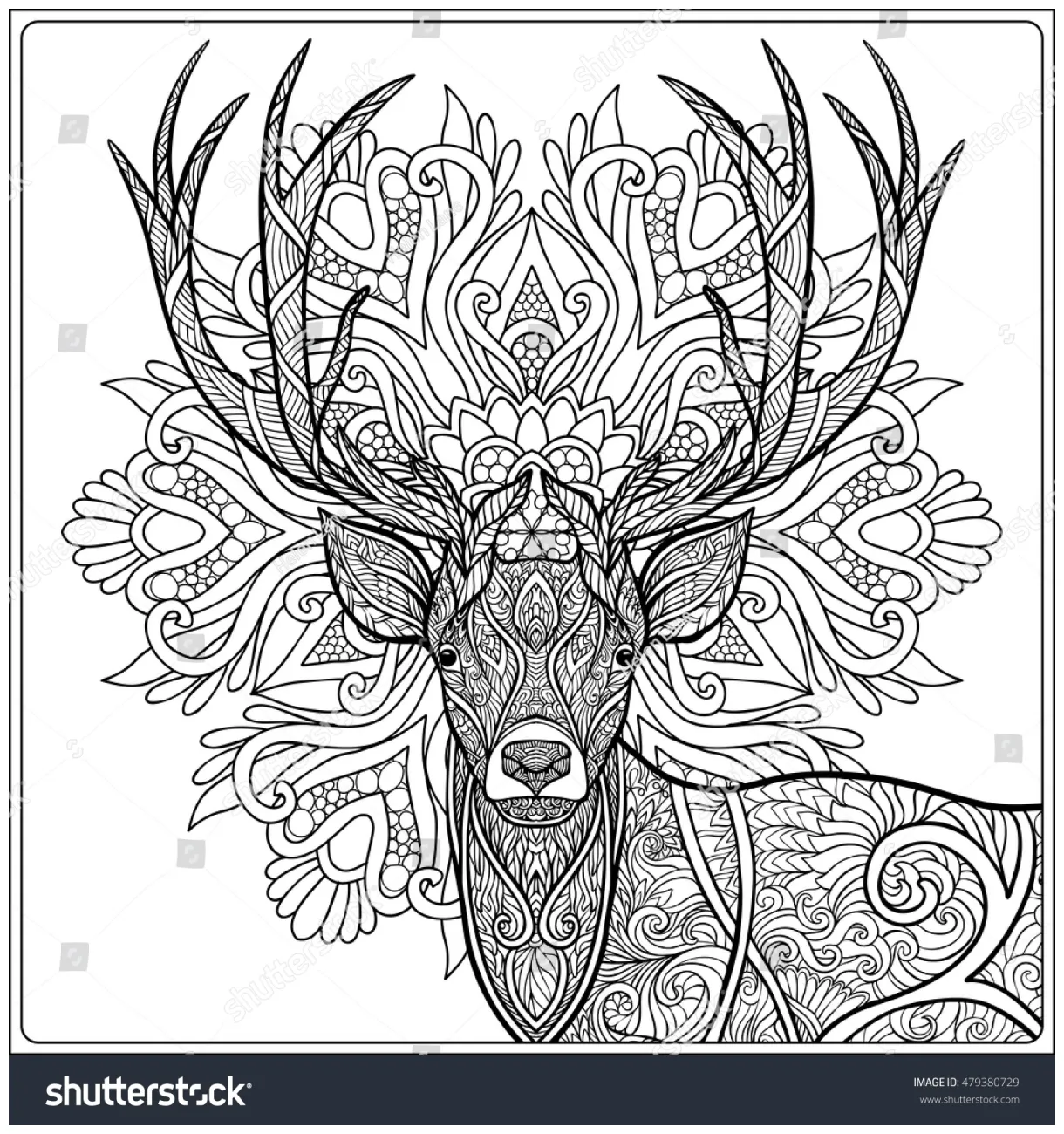Coloring page deer forest coloring book stock vector