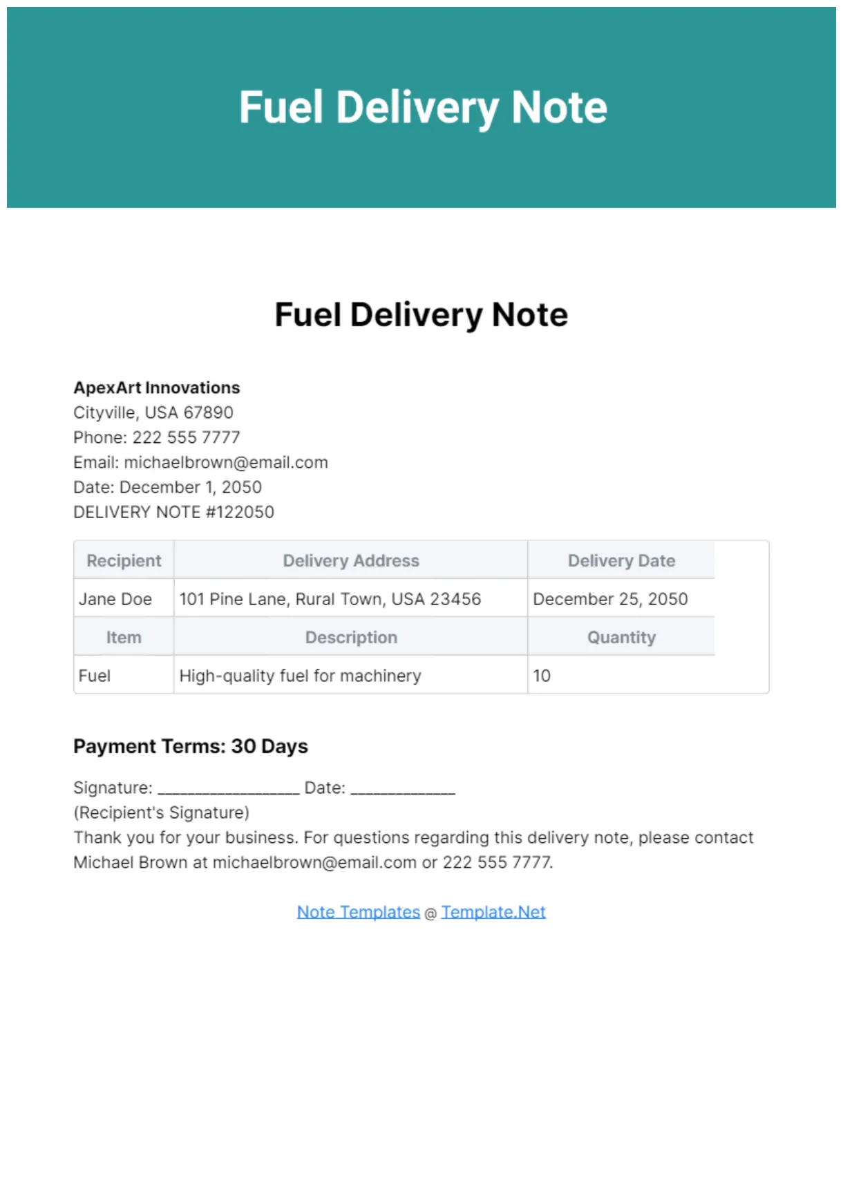 Free fuel delivery note template edit online & download template