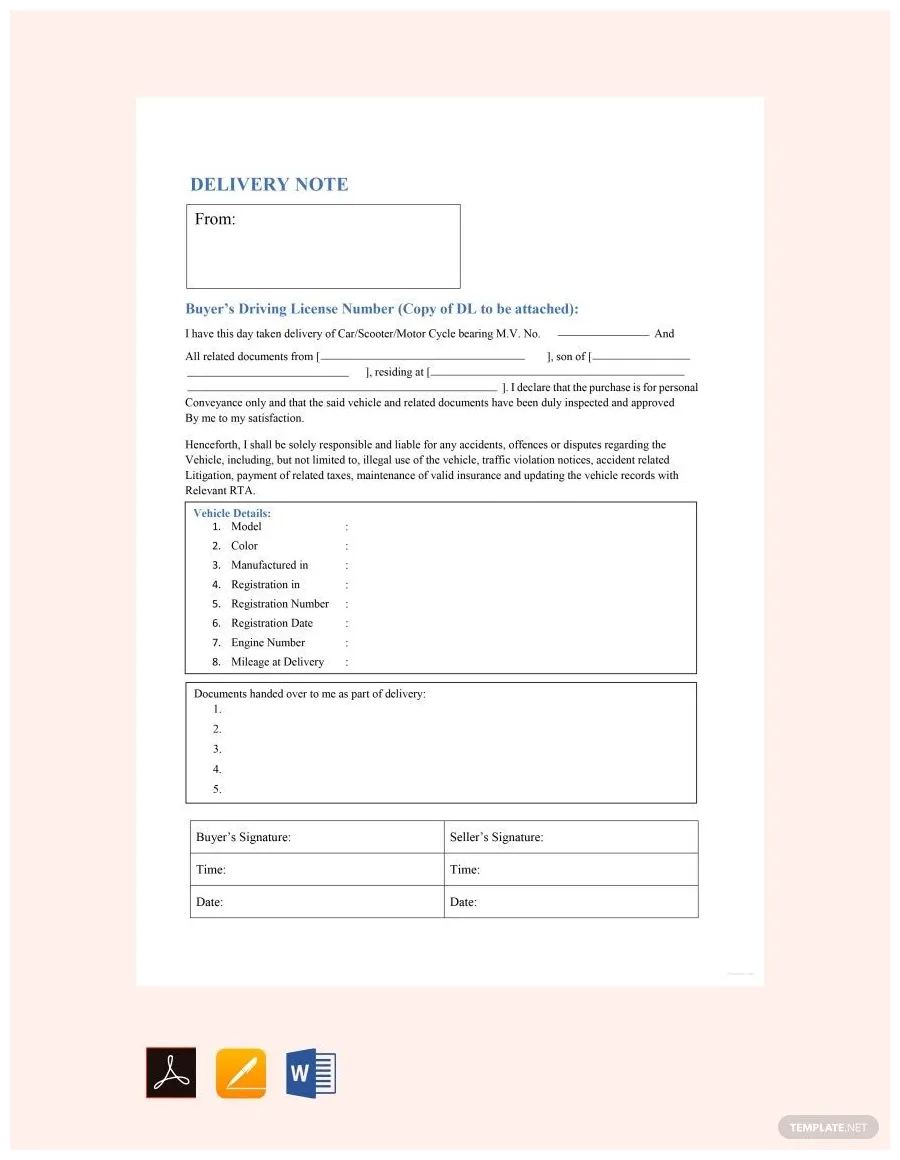 Editable delivery note templates in pdf to download