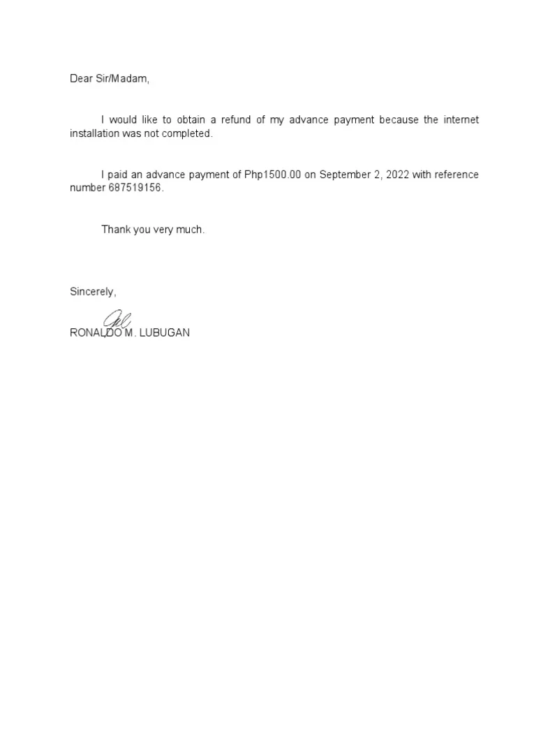 Request Letter To Refund | PDF