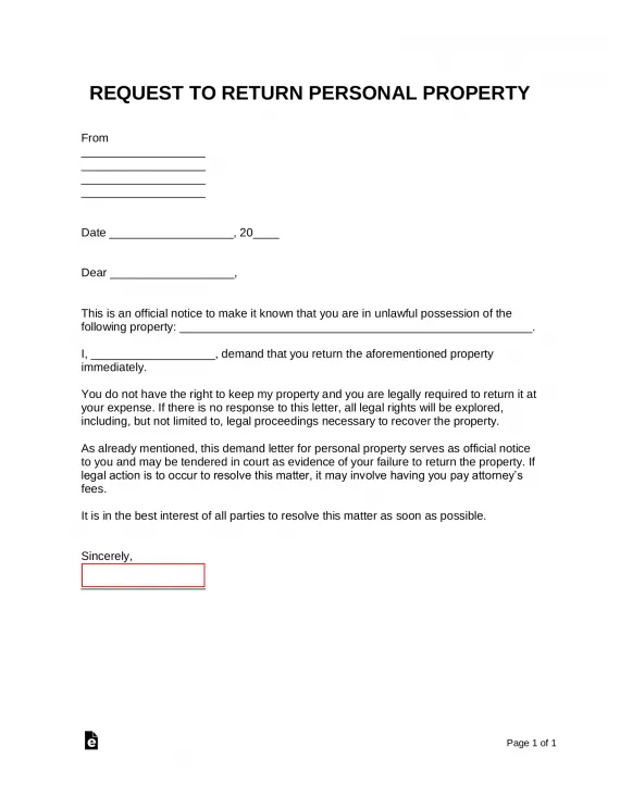 Free Refund Demand Letter Template | Sample - PDF | Word – eForms